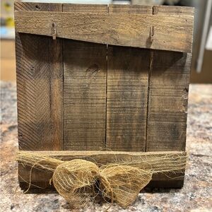 Rustic Wooden Photo Frame with Burlap Bow
